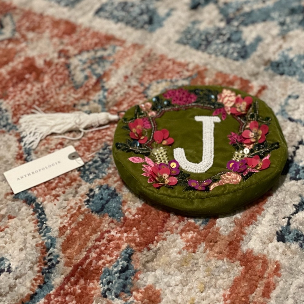 NEW! Anthropologie Monogram J Pouch